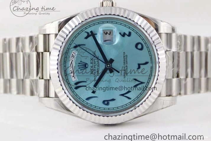 MiroTime 0329 Comfortable Day Date 40mm SS 904L Steel TWF 1:1 Best Edition Ice Blue Arabic Dial on SS Bracelet A 2357